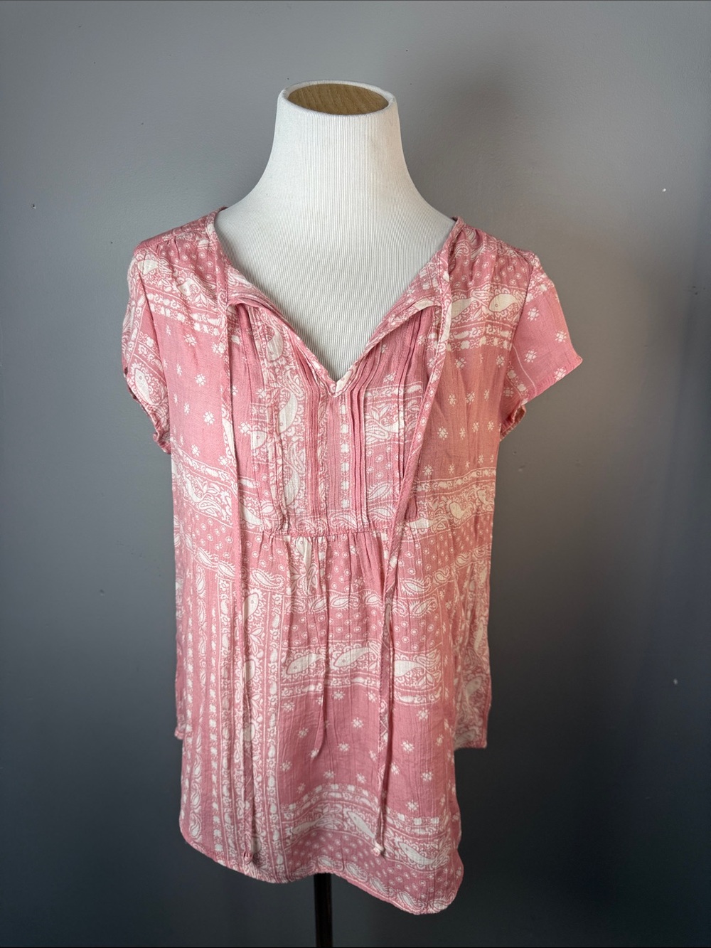 Women’s Pink Printed Peasant Top